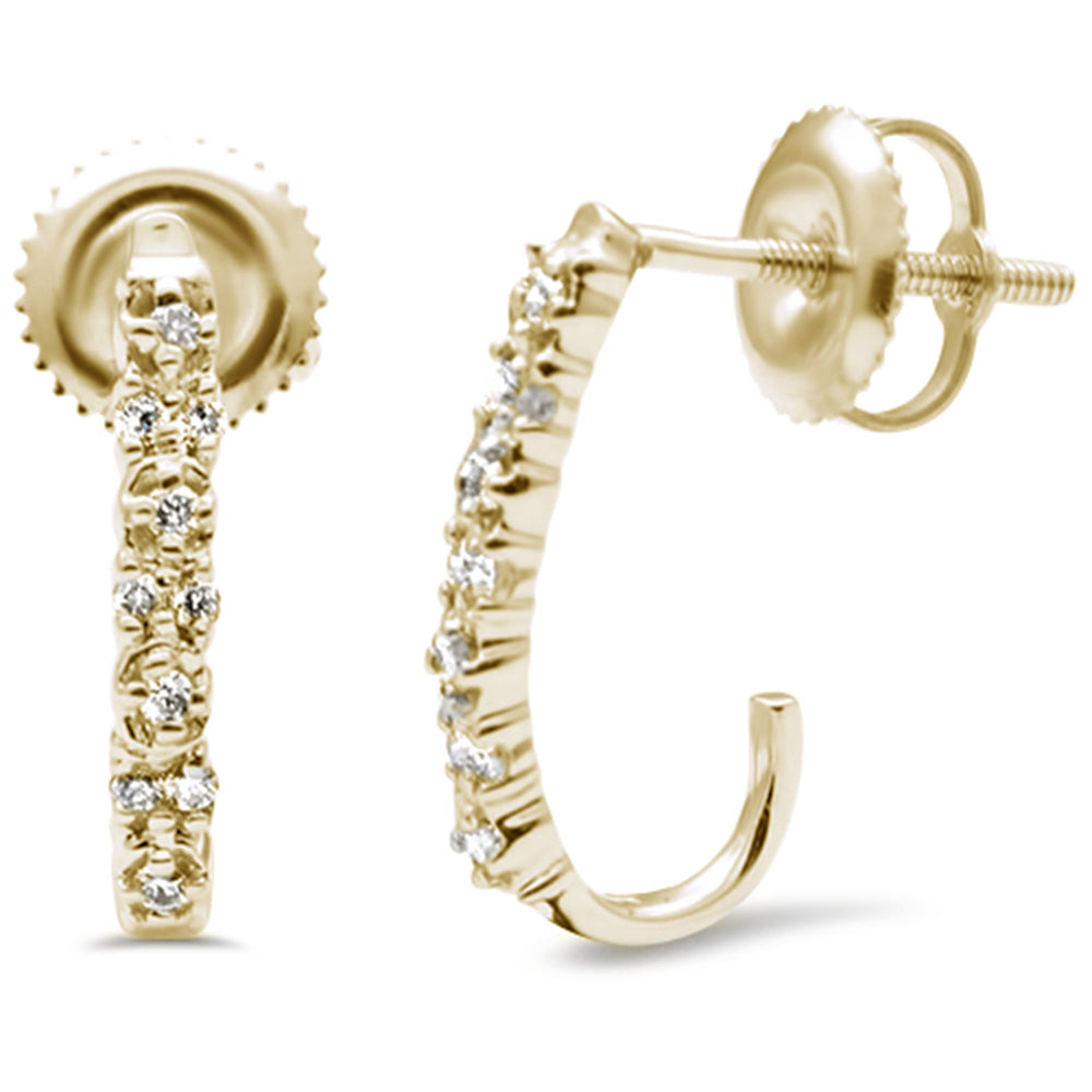 DIAMOND CLOSEOUT! .12ct G SI 10K Yellow Gold Diamond J Hoop Earrings