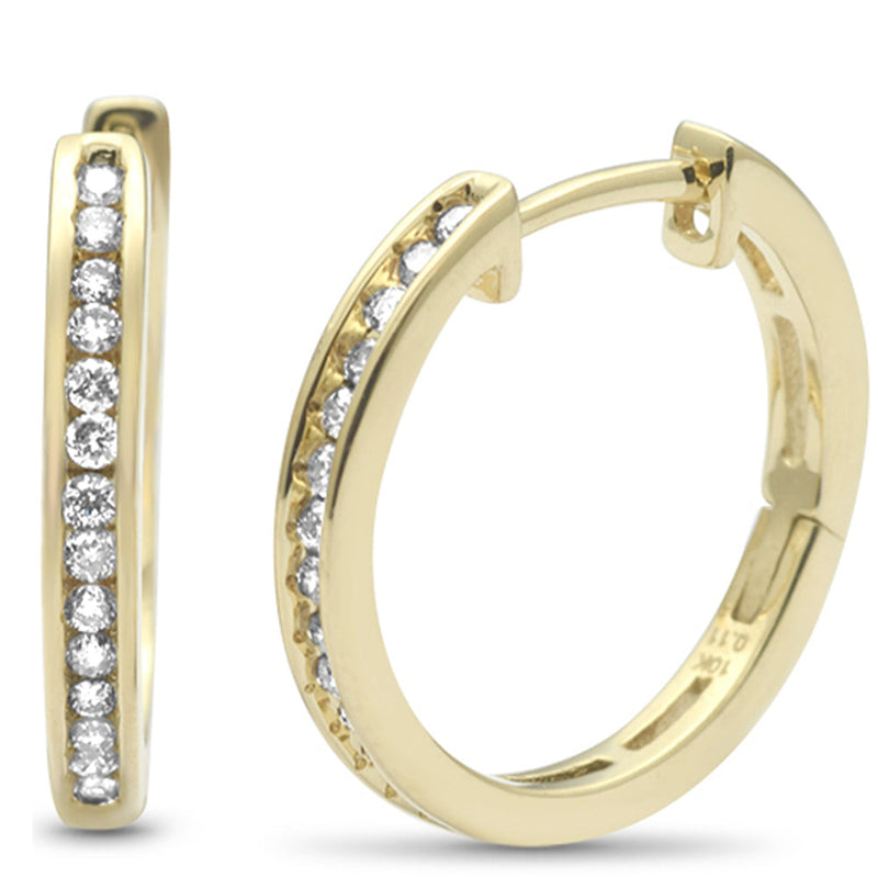 DIAMOND CLOSEOUT! .20ct G SI 10K Yellow Gold Diamond Hoop Earrings