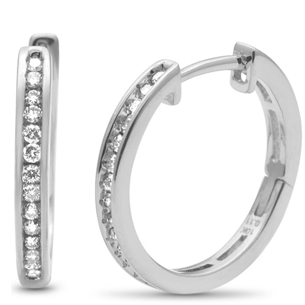 DIAMOND CLOSEOUT! .23ct G SI 10K White Gold Diamond Hoop Earrings