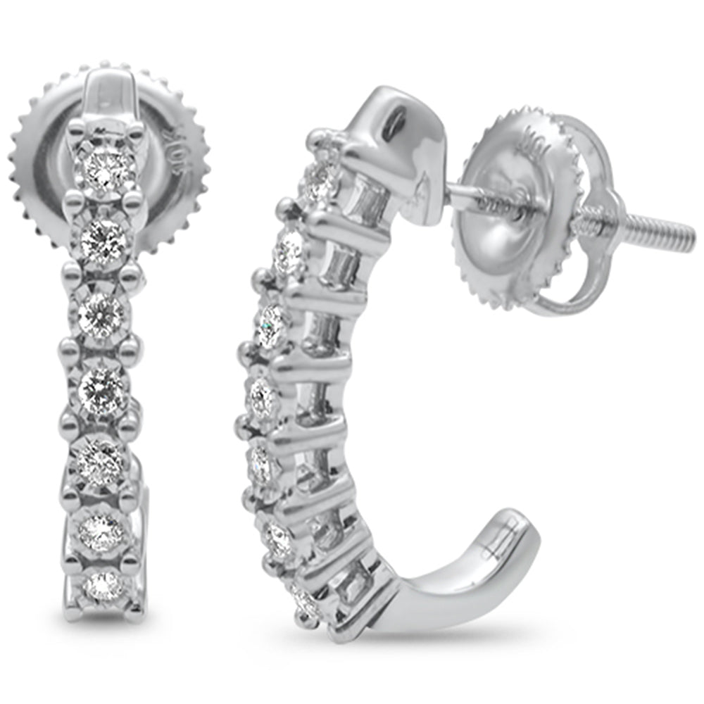 DIAMOND CLOSEOUT! .15ct G SI 10K White Gold Diamond J Hoop Earrings