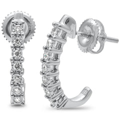 DIAMOND CLOSEOUT! .15ct G SI 10K White Gold Diamond J Hoop Earrings