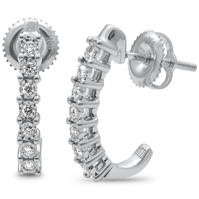 DIAMOND CLOSEOUT! .15ct G SI 10K White Gold Diamond J Hoop Earrings