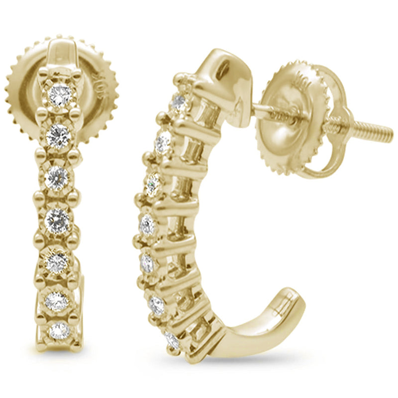 DIAMOND CLOSEOUT! .15ct G SI 10K Yellow Gold Diamond J Hoop Earrings