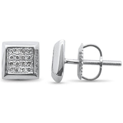 DIAMOND CLOSEOUT! .12ct G SI 10K White Gold Diamond Square Fashion Earrings