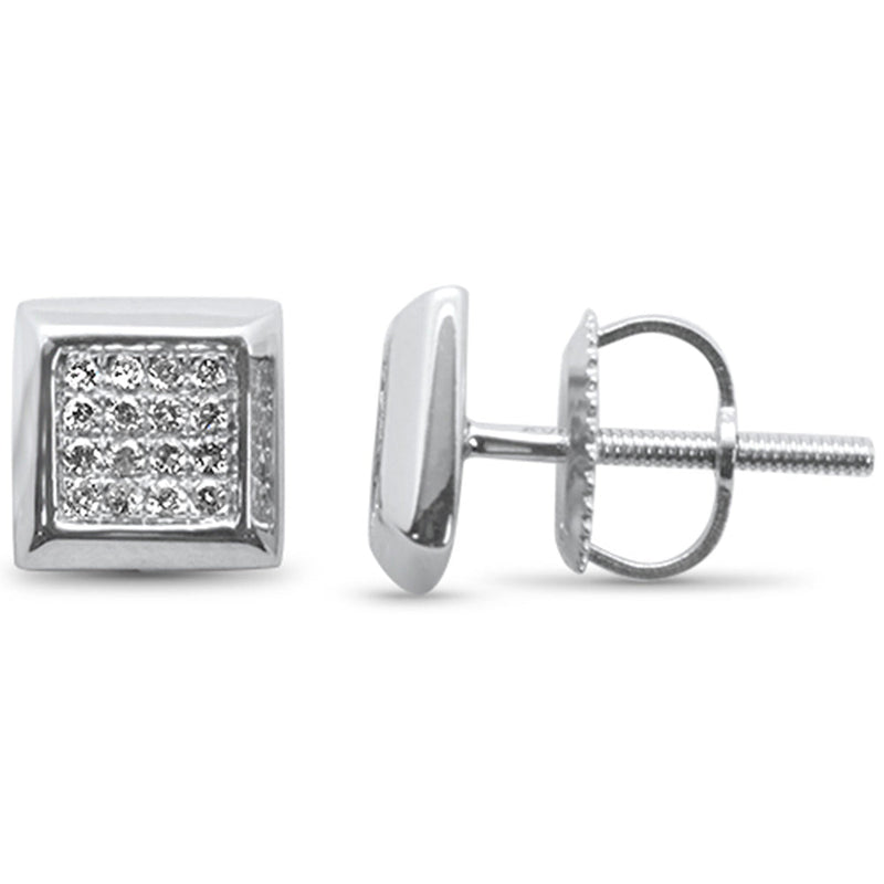 DIAMOND CLOSEOUT! .12ct G SI 10K White Gold Diamond Square Fashion Earrings