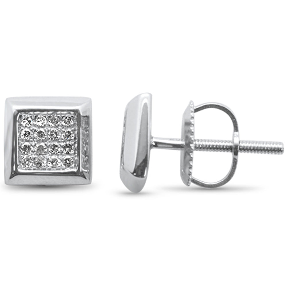 DIAMOND CLOSEOUT! .12ct G SI 10K White Gold Diamond Square Fashion Earrings