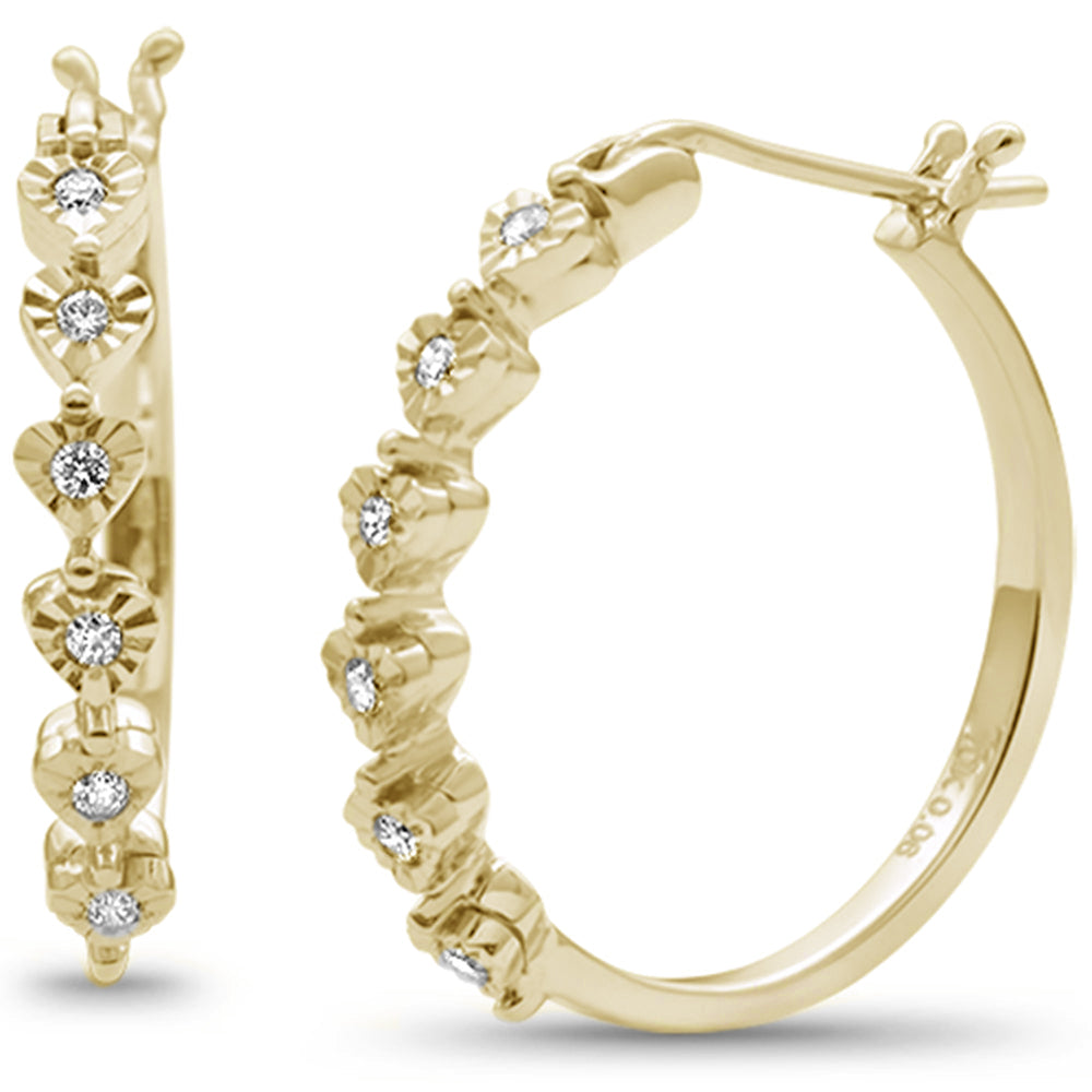 DIAMOND CLOSEOUT! .10ct G SI 10KT Yellow Gold Diamond Heart Shaped Hoop Earrings