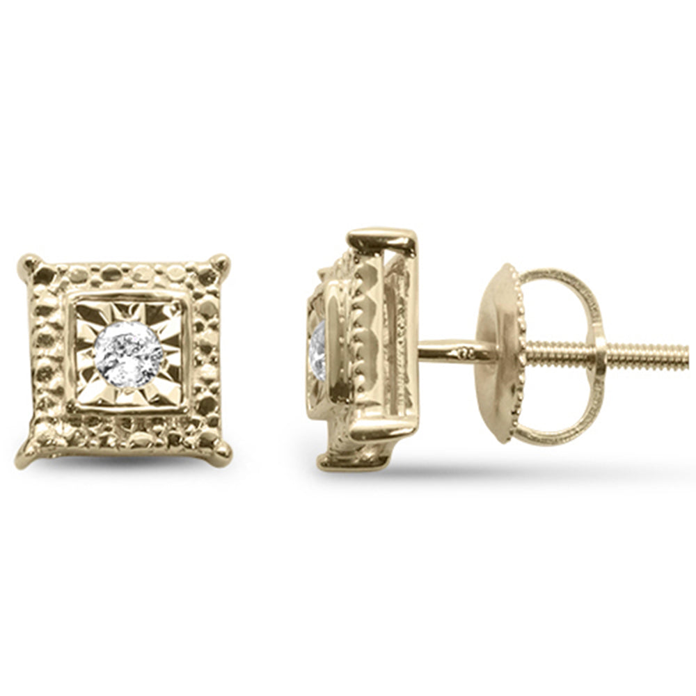 DIAMOND CLOSEOUT! .10ct G SI 10K Yellow Gold Diamond Square Shaped Earrings