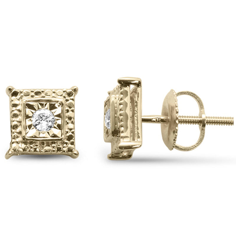 DIAMOND CLOSEOUT! .10ct G SI 10K Yellow Gold Diamond Square Shaped Earrings