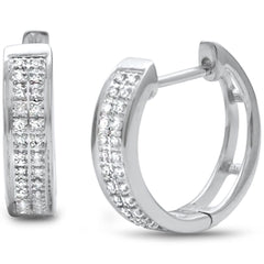 DIAMOND CLOSEOUT! .10ct G SI 10K White Gold Diamond Hoop Earrings