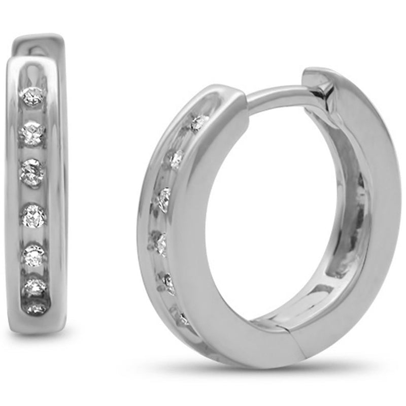DIAMOND CLOSEOUT! .10ct G SI 10KT White Gold Diamond Round Hoop Earrings