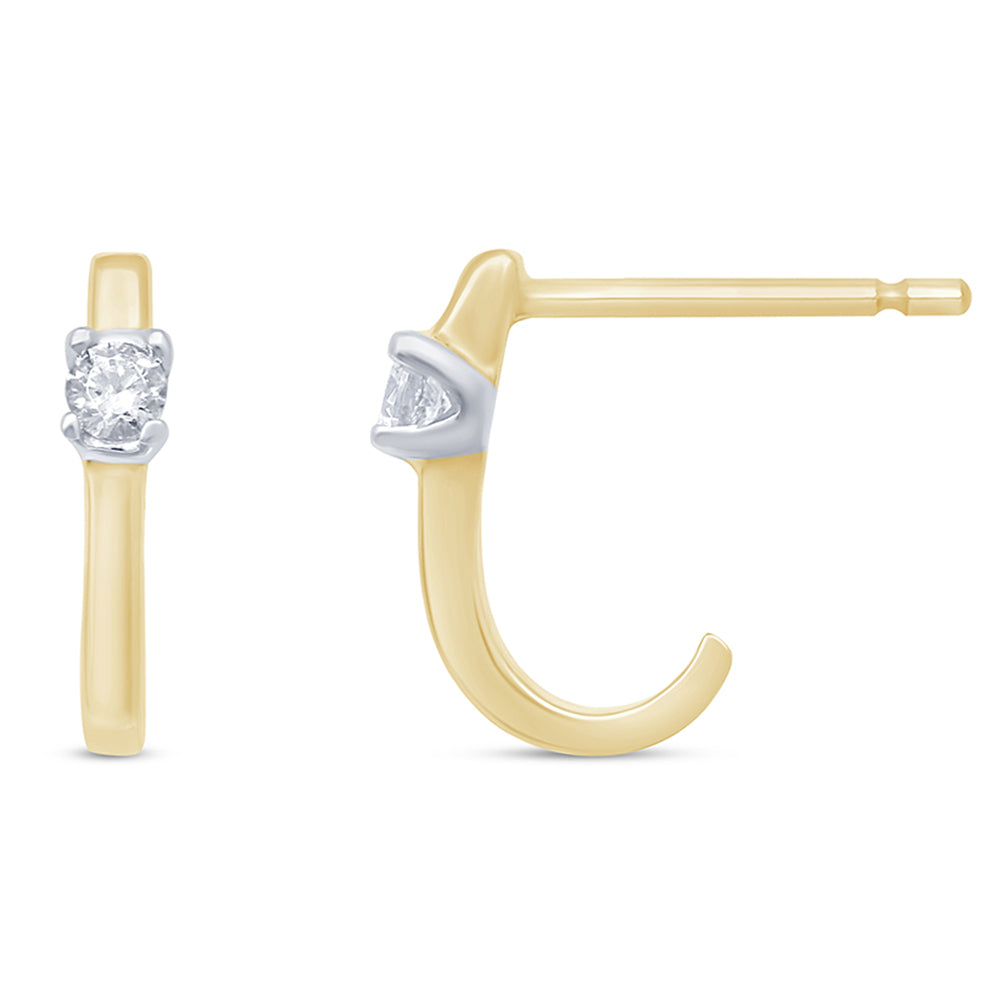 DIAMOND CLOSEOUT! .10ct G SI 10K Yellow Gold Diamond J-Hoop Earrings