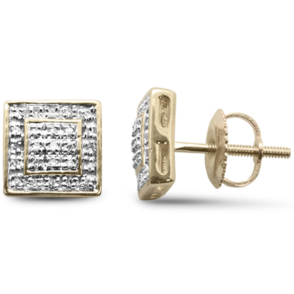 DIAMOND CLOSEOUT! .11ct G SI 10K Yellow Gold Diamond Square Shaped Earrings
