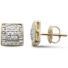 DIAMOND CLOSEOUT! .11ct G SI 10K Yellow Gold Diamond Square Shaped Earrings