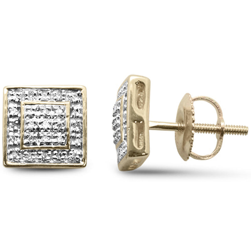 DIAMOND CLOSEOUT! .11ct G SI 10K Yellow Gold Diamond Square Shaped Earrings