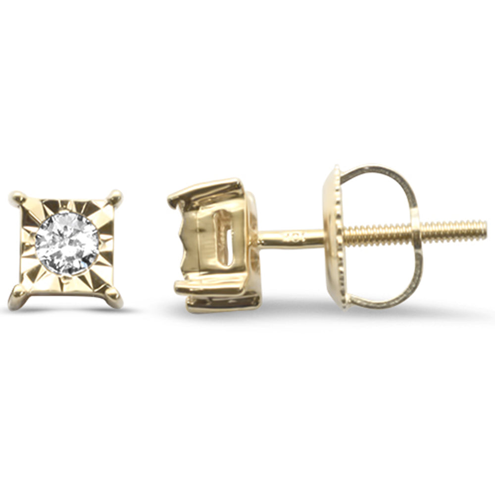DIAMOND CLOSEOUT! .15ct G SI 10K Yellow Gold Diamond Square Shaped Earrings