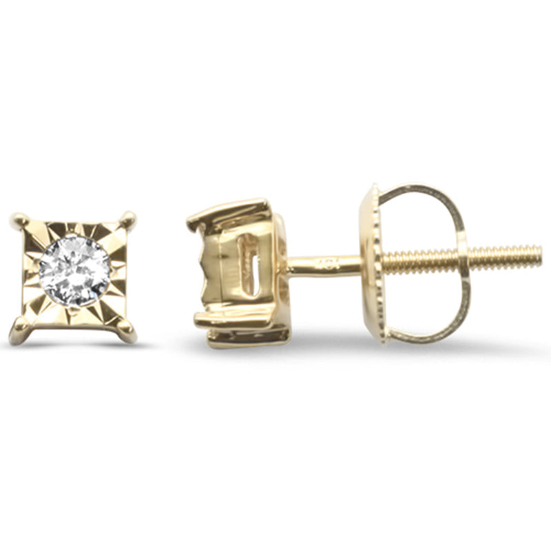 DIAMOND CLOSEOUT! .15ct G SI 10K Yellow Gold Diamond Square Shaped Earrings