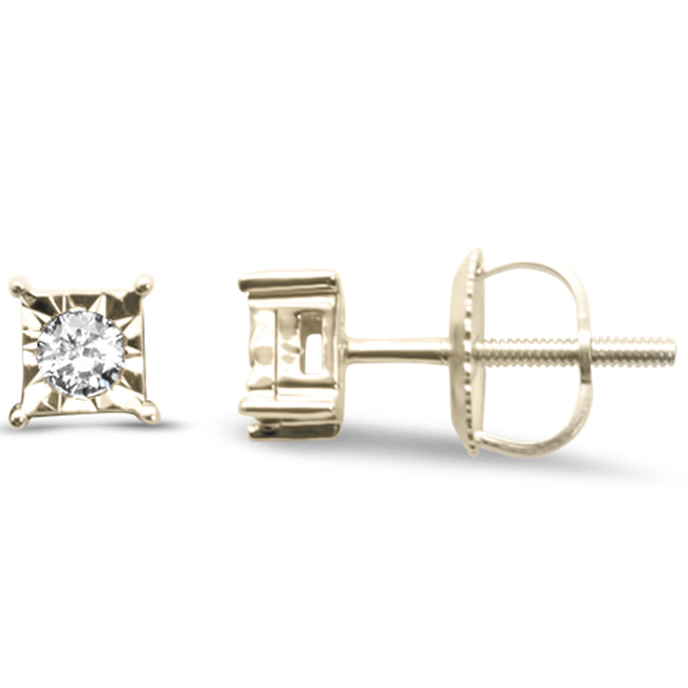 DIAMOND CLOSEOUT! .13ct G SI 10K Yellow Gold Diamond Square Shaped Earrings