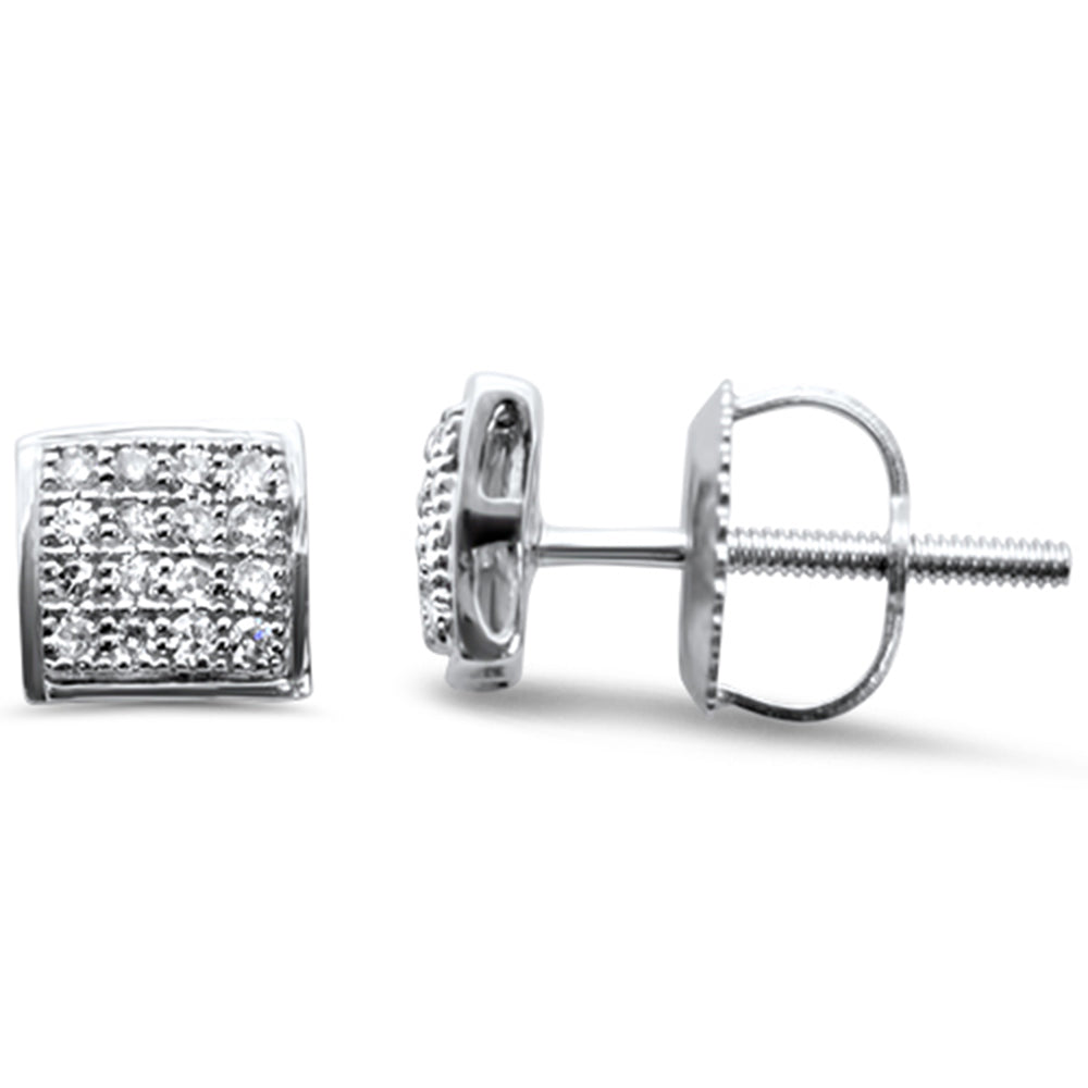 DIAMOND CLOSEOUT! .12ct G SI 10K White Gold Diamond Square Shaped Earrings