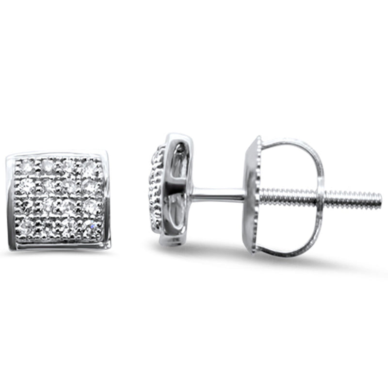 DIAMOND CLOSEOUT! .12ct G SI 10K White Gold Diamond Square Shaped Earrings
