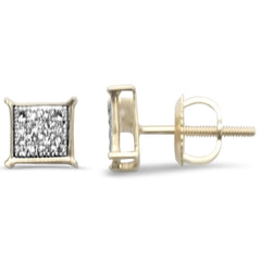 DIAMOND CLOSEOUT! .09ct G SI 10K Yellow Gold Diamond Square Shaped Earrings