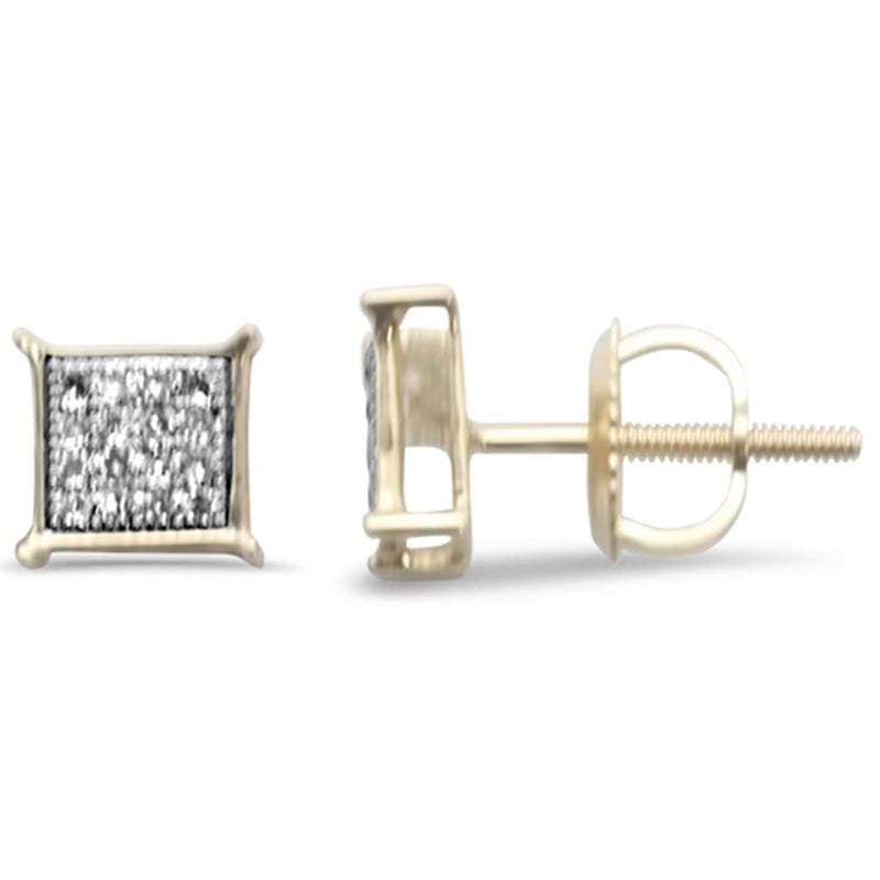 DIAMOND CLOSEOUT! .09ct G SI 10K Yellow Gold Diamond Square Shaped Earrings