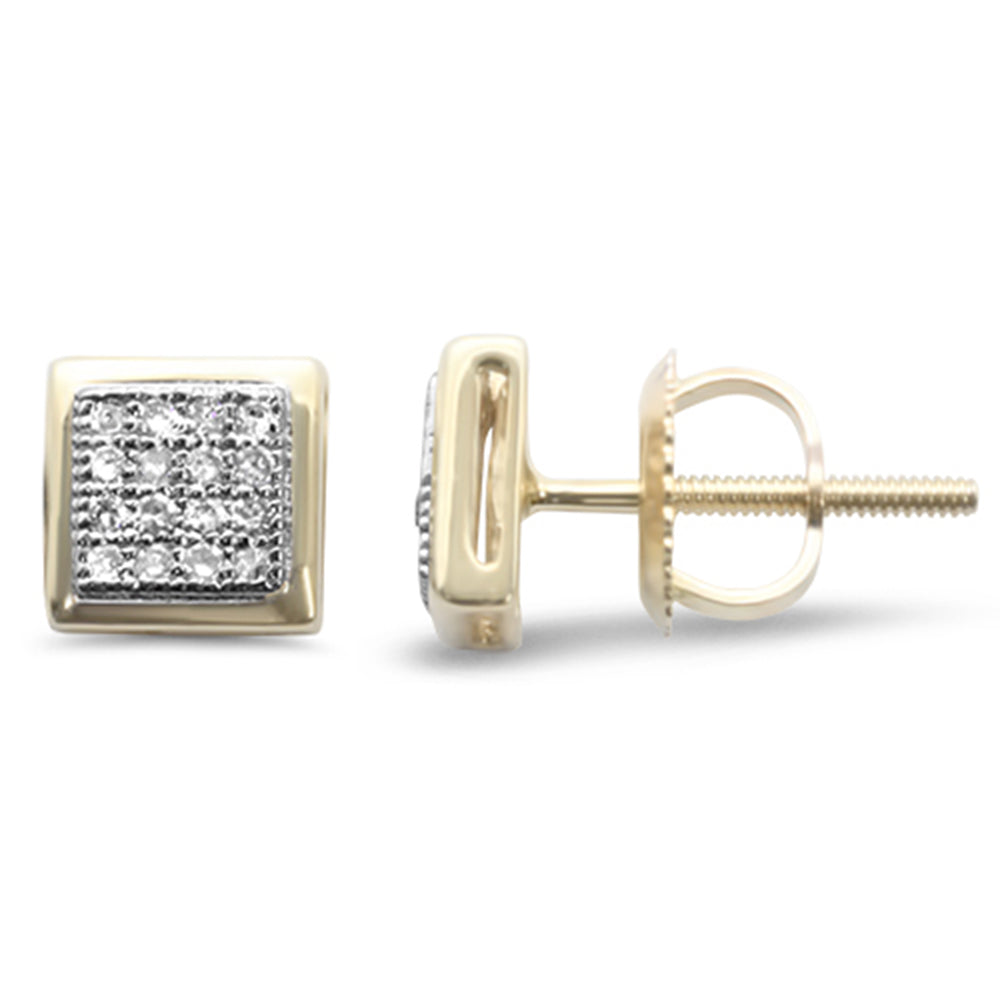 DIAMOND CLOSEOUT! .11ct G SI 10K Yellow Gold Diamond Square Shaped Earrings
