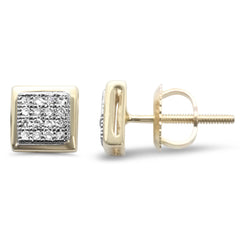 DIAMOND CLOSEOUT! .11ct G SI 10K Yellow Gold Diamond Square Shaped Earrings