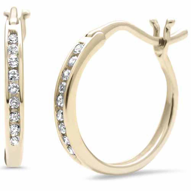 DIAMOND CLOSEOUT! .09ct G SI 10K Yellow Gold Diamond Hoop Earrings
