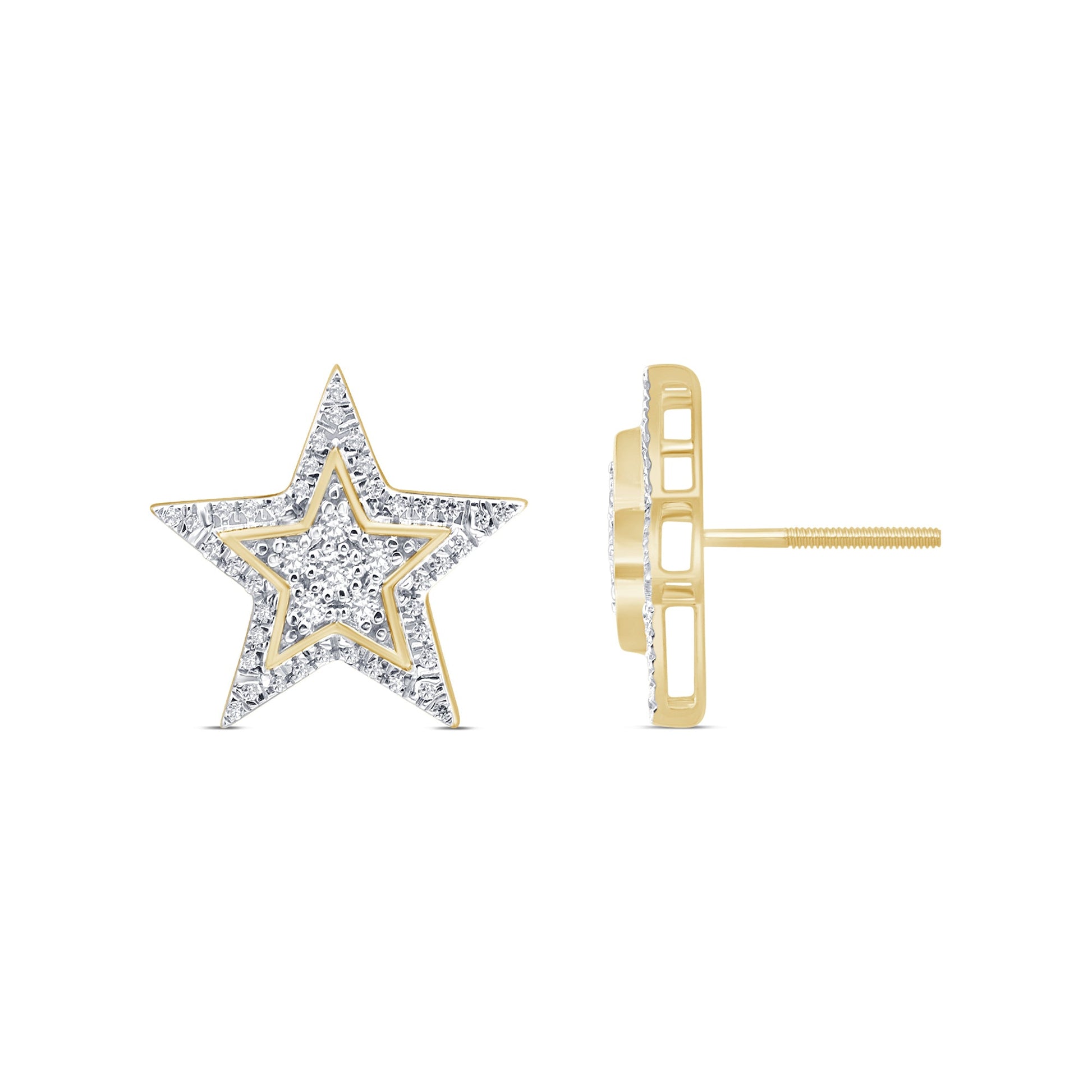 DIAMOND CLOSEOUT! .42ct G SI 10K Yellow Gold Diamond Star Shaped Earrings