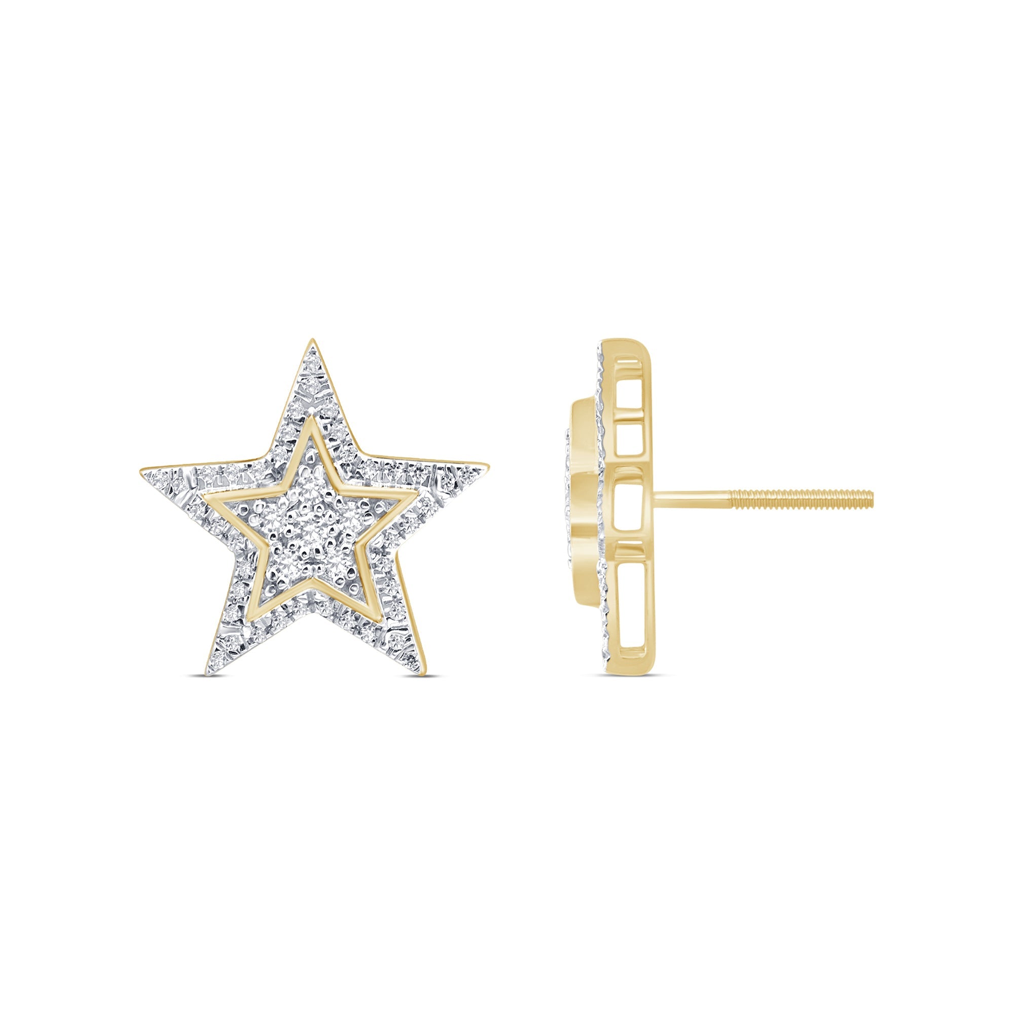 DIAMOND CLOSEOUT! .42ct G SI 10K Yellow Gold Diamond Star Shaped Earrings