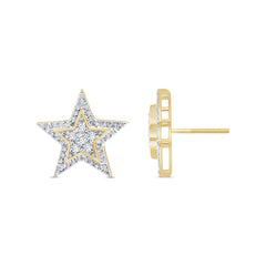 DIAMOND CLOSEOUT! .42ct G SI 10K Yellow Gold Diamond Star Shaped Earrings