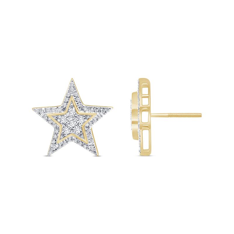 DIAMOND CLOSEOUT! .42ct G SI 10K Yellow Gold Diamond Star Shaped Earrings