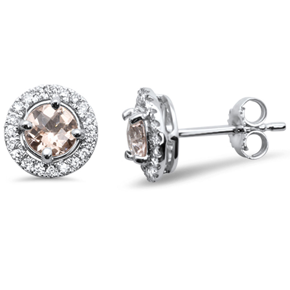 GEMSTONE CLOSEOUT ! .98ct G SI 10KT White Gold Morganite Gemstone & Diamond Earrings