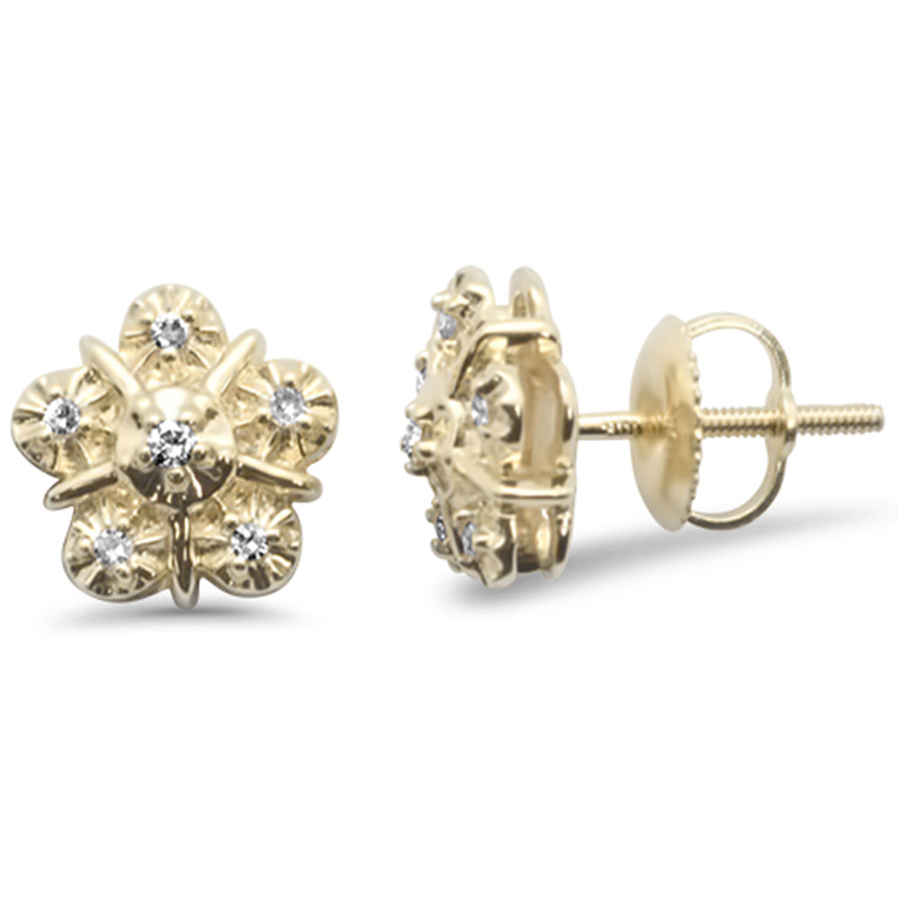 DIAMOND CLOSEOUT! .10ct G SI 10KT Yellow Gold Diamond Round Flower Stud Earrings