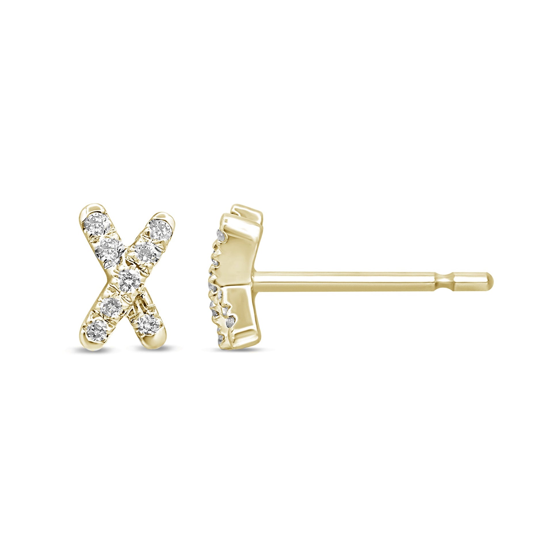 DIAMOND CLOSEOUT! .07ct G SI 10KT Yellow Gold Diamond Criss Cross Stud Earring