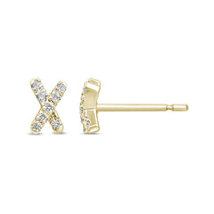 DIAMOND CLOSEOUT! .07ct G SI 10KT Yellow Gold Diamond Criss Cross Stud Earring