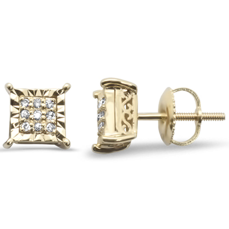 DIAMOND CLOSEOUT! .10ct G SI 10KT Yellow Gold Diamond Square Stud Earrings