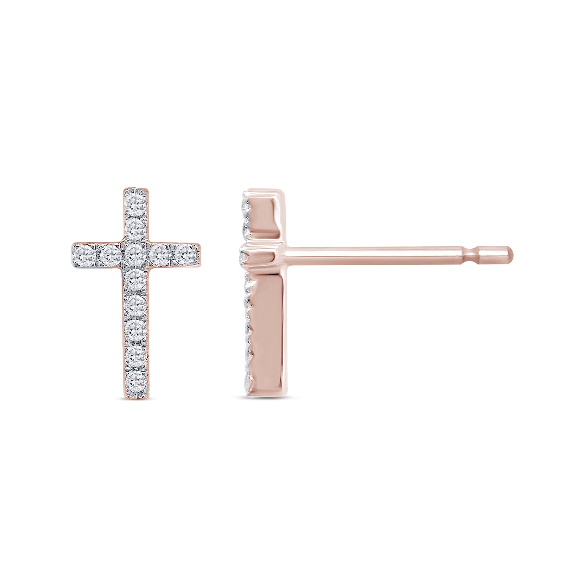 DIAMOND CLOSEOUT! .10ct G SI 10KT Rose Gold Diamond Diamond Cross Earrings