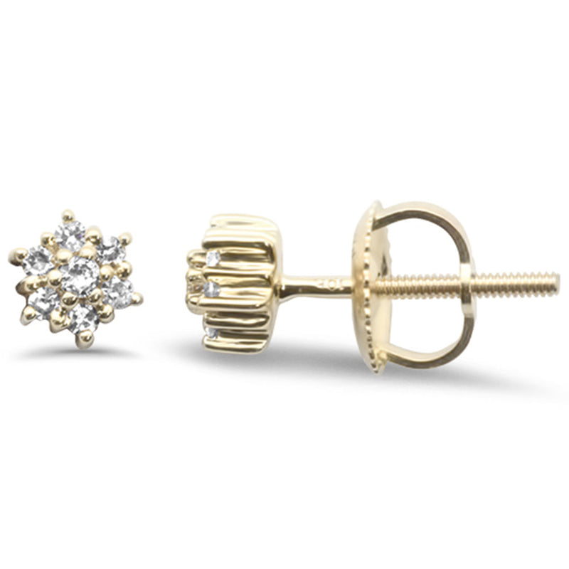 DIAMOND CLOSEOUT! .10ct G SI 10KT Yellow Gold Diamond Flower Stud Earrings