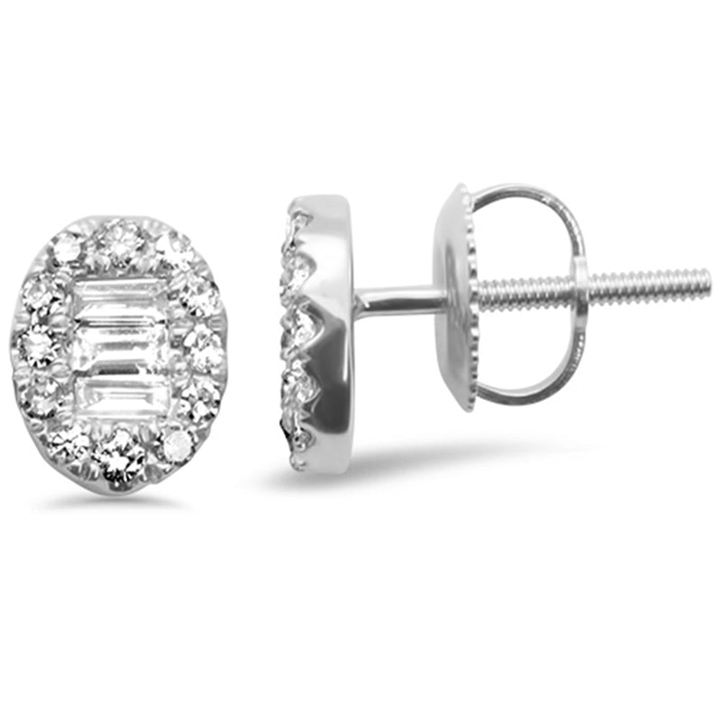 DIAMOND CLOSEOUT! .38ct G SI 10K White Gold Diamond Oval Shape Fashion Stud Earrings