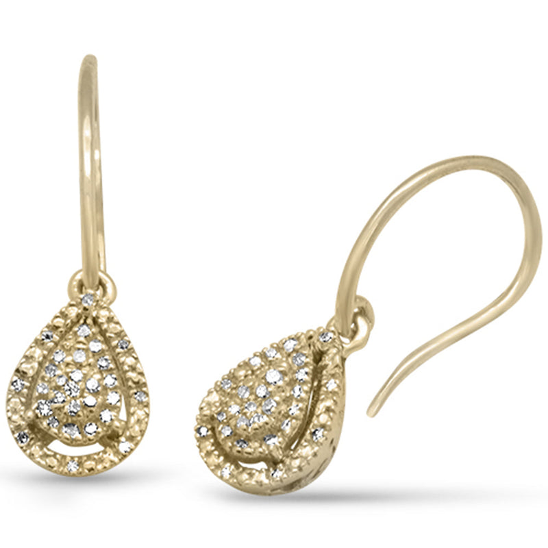 DIAMOND CLOSEOUT! .13ct G SI 10KT Yellow Gold Diamond Dangling Tear Drop Shape Earrings