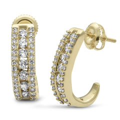 DIAMOND CLOSEOUT! 1.05ct G SI 10KT Yellow Gold Diamond J Hoop Earrings
