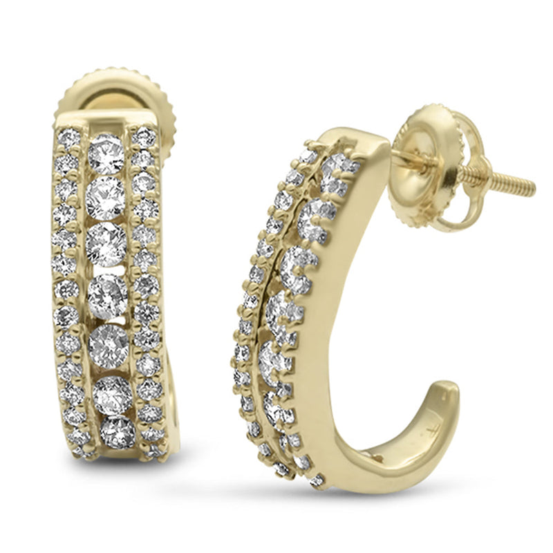 DIAMOND CLOSEOUT! 1.05ct G SI 10KT Yellow Gold Diamond J Hoop Earrings