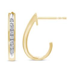 DIAMOND CLOSEOUT! .10ct G SI 10KT Yellow Gold Diamond J Hoop Earrings