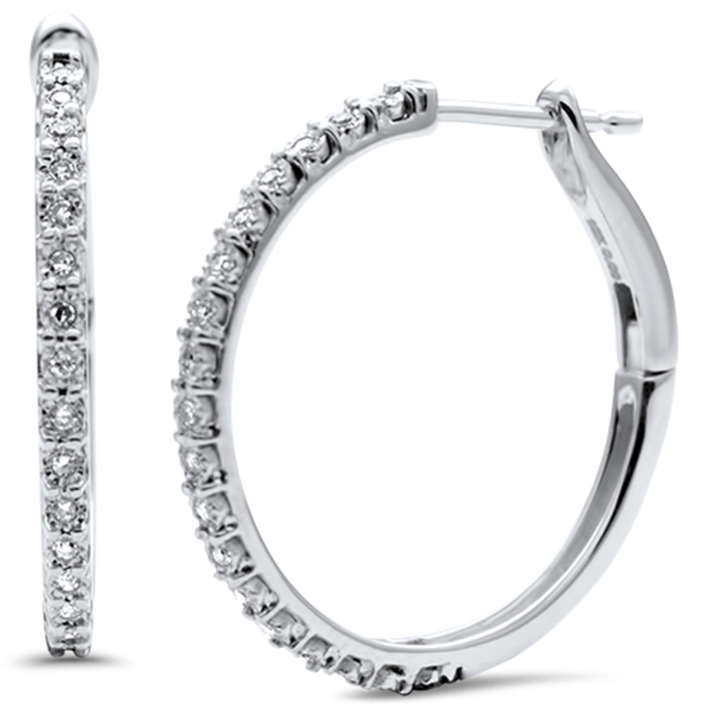 DIAMOND CLOSEOUT! .12ct G SI 10KT White Gold Diamond Hoop Earrings