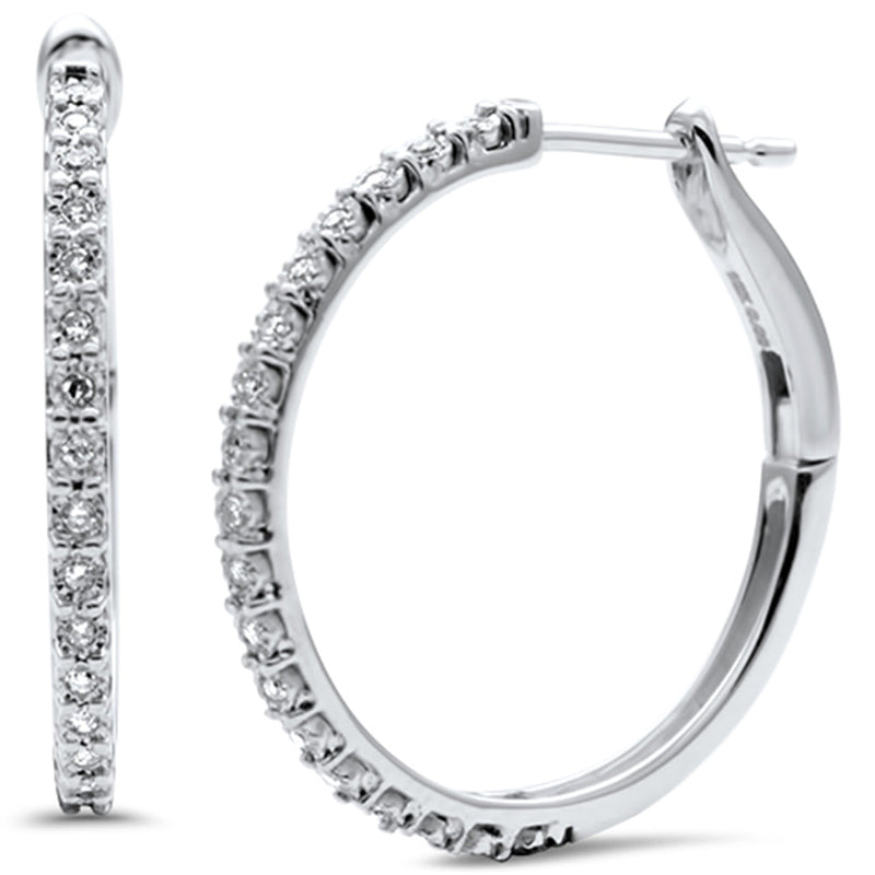 DIAMOND CLOSEOUT! .12ct G SI 10KT White Gold Diamond Hoop Earrings