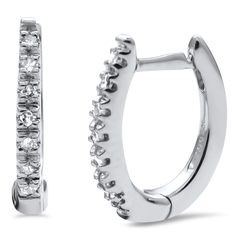 DIAMOND CLOSEOUT! .09ct G SI 10KT White Gold Diamond Hoop Earrings