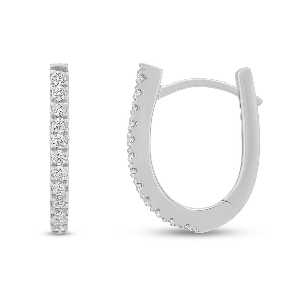 DIAMOND CLOSEOUT! .13ct G SI 10KT White Gold Diamond Hoop Earrings