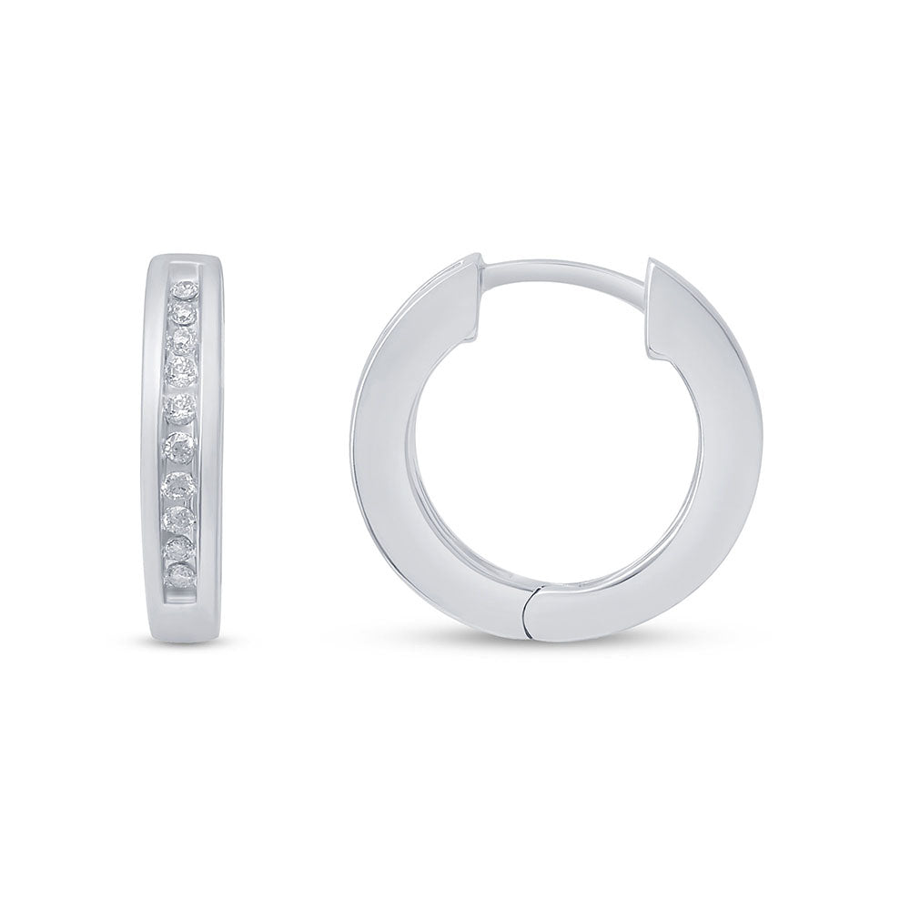 SPECIAL!.13ct G SI 10KT White Gold Diamond Hoop Earrings